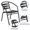 Emma and Oliver 23.5'' Square Aluminum Indoor-Outdoor Table Set with 2 Slat Back Chairs